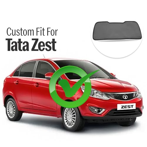 Image of Autofact Dicky Curtain for Tata Zest | Custom Fit Rear Windshield Sunshade | Foldable Mesh | Privacy & Cooling Car Accessory | Car Rear Sun Shade UV Block Easy Install Durable Black Mesh