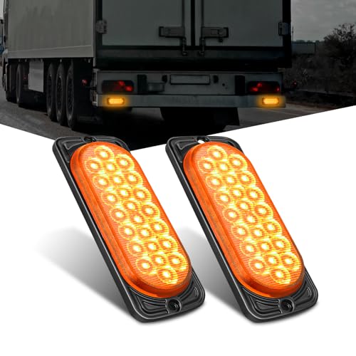 Nilight 5.5 Inch Aluminum Housing Tail Light 2 PCS 24 LED Amber Left Right Turn Signals Marker Lights Surface Mount IP67 Waterproof for 10-30V RV Camper Trailer Truck Bus Boat