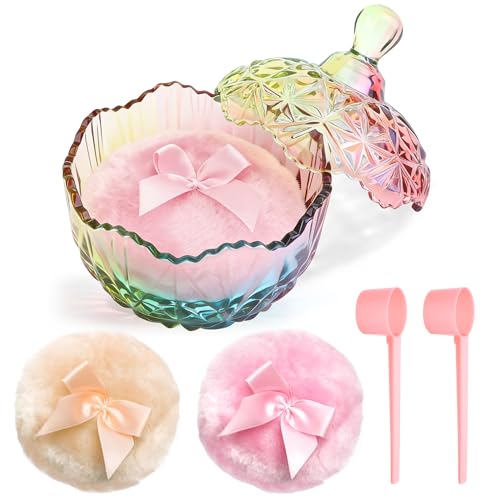 Coolrunner 5PCS Body Powder Puff and Container, Crystal Clear