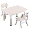 Kids table and 2 chairs set height adjustable toddler table and chair set with graffiti desktop 315l x 236w children activity table for daycare classroom home  urban country home decor