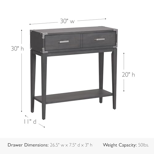 Image of Leick Home 24032 Beckett One Drawer Hall Stand with Shelf for Living Room, Hallway, Entryway, Anthracite /Pewter