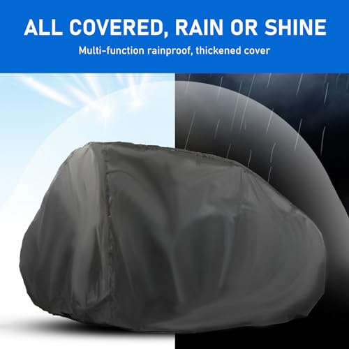 jokormo 1 PC Motorcycle Cover with Lock-Holes, Waterproof Outdoor Motorbike Full Cover Accessories with Storage Bag, Universal Foldable Durable Motorcycle Protective Cover Replacement (Black)