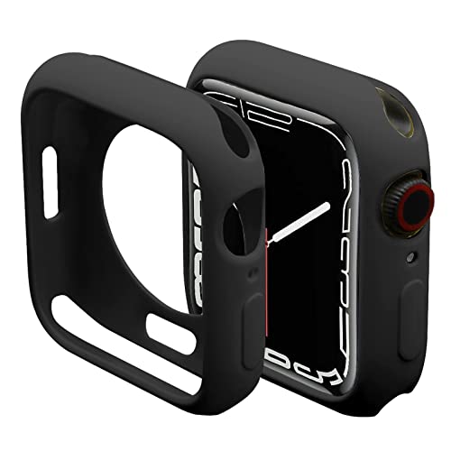 Miimall Custodia per Apple Watch Serie 9/8/7 45mm, Case Protettiva in TPU, Custodia Sottile Antiurto Senza Protettore Dello Schermo, Cover con Cornice Morbida per Apple Watch 45mm Serie 9/8/7, Nero