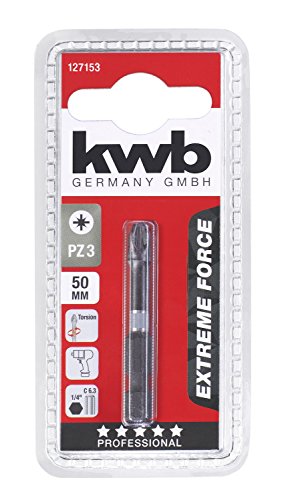 kwb 50mm PZ 3 Extreme Force Impact Bit, TQ 60 Steel, ISO 1173, C 6.3 Drive, L: 50 Mm, PZ3 - Image 2