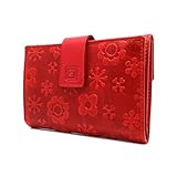 Cartera de Mujer en Piel Ubrique | Hechas a Mano | Monedero Moderno Integrado | Cartera Mediana con Protección RFID | Diseño Compacto y Elegante | Modelo 38314 Rojo