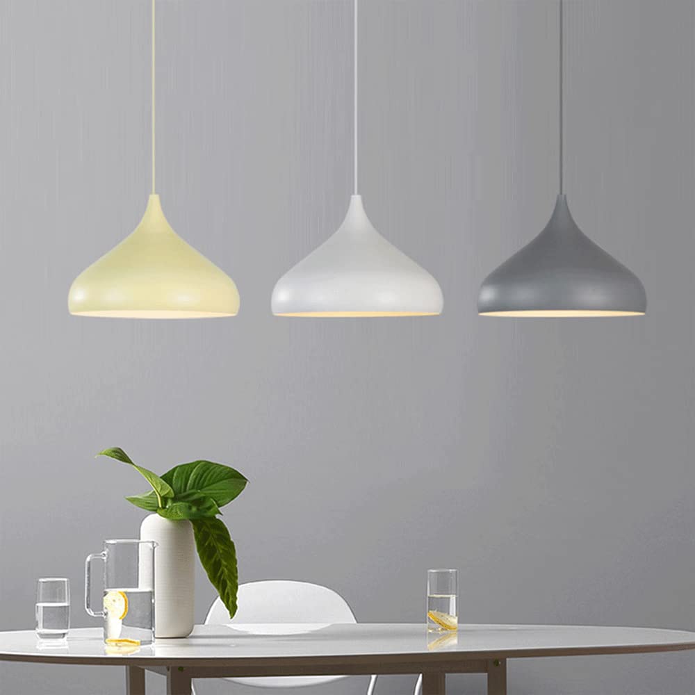 Lámparas Colgantes industriales Sencillas Macaron Fashion Shade Lámpara Colgante de Metal escandinava Estilo danés Elegante luminaria de Color para Dormitorio, Comedor, Restaurante