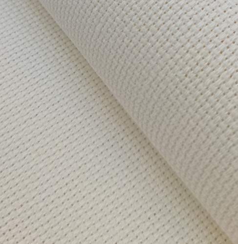 Image of 12 inch x 59 inch 18CT Counted Cotton Aida Cloth Cross Stitch Fabric (Cream)