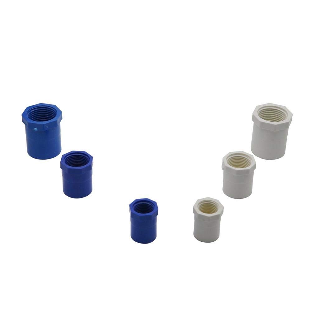 Pipe connector 10pcs 1/2" 3/4" 1" Internal Thread to Inner Diameter 20/25/32mm PVC Connector Female BSP Thread Garden Water Pipe Accessories (Color : Blue, Diameter : 1'')