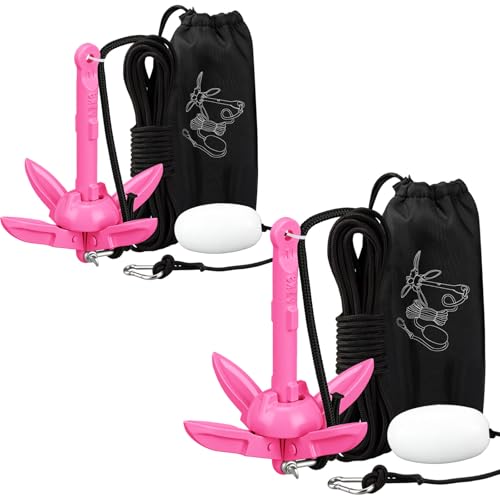 Image of Lounsweer 2 Pack 1.5 /3.5 lb Marine Kayak Anchor Kit Folding Grapnel Anchor Kit Boat Kayak Fishing Accessories for Small Boats Kayaks Canoe Paddle Boards