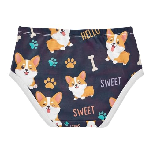 Girls' Underwear, Cute Cartoon Dogs Bones Toddler Girl Briefs, Girls' Cotton Brief Underwear, 2T–8 Years2