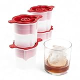 Tovolo Ice Cube Snowman Mold Holiday Ice Molds Silicone Set of 4 Christmas Stocking Stuffer for Adults Fun Festive Ice Sphere Makers