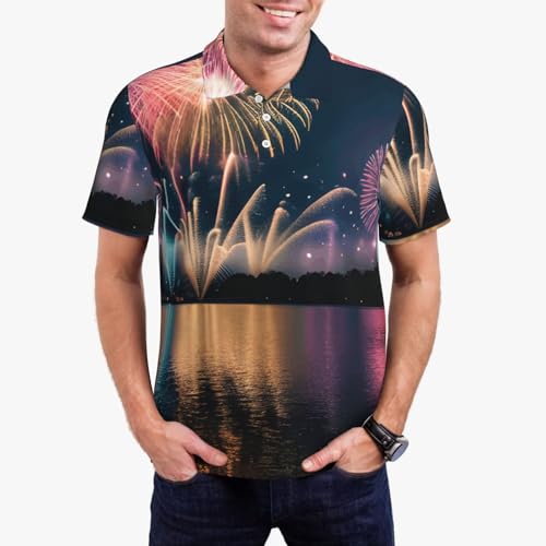 Chemise décontractée à manches courtes pour homme motif feu d'artifice chic - 7