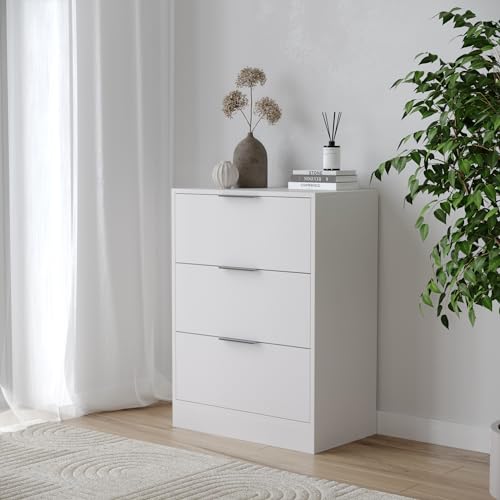 URBNLIVING Commode de rangement compacte à 3 tiroirs de 60/80 cm, meuble de chambre à coucher