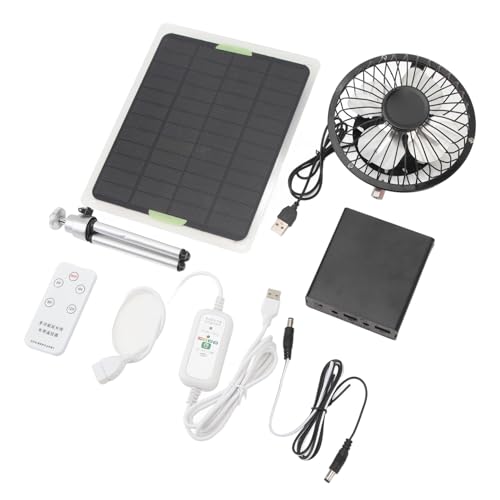 Ventilatore Alimentato da Pannelli Solari, 20W 2350 Giri/min Ventola Di Raffreddamento Portatile, con Pannello Solare Esterno, Telecomando, Staffa, Batteria, Timer, per Viaggiare a Casa e in Campeggio