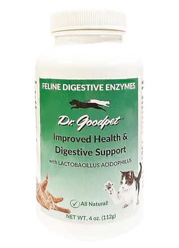 Dr. Goodpet Feline Digestive Enzymes with Probiotics & Prebiotics – Daily Digestive Support Powder for Cats – Promotes Cat Digestion, Nutrient Absorption & Healthy Stool – Vegan