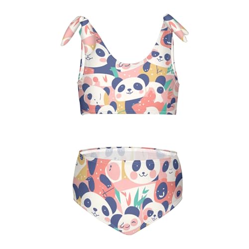 KLL Panda Bear Face Girl Two Piece Bikini Sets Quick-Dry Swimming Swimsuit Bathing Suit