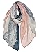 DAMILY Foulard Femme Motif de Dentelle Écharpe Châle Doux, Gris + Roseclair, 90 x 180 cm