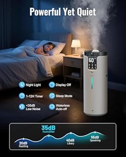 Lacidoll Humidifiers for large room bedroom,16L/4.2Gal Whole house humidifier for home 1500 sq.ft. Ultrasonic cool mist humidifiers for bedroom with extension tube & aroma box & night light, White