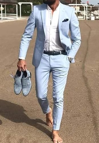 Men's Slim Fit 2-Piece Suits Business Formal Blazer Jacket Pant for Wedding Tuxedo Set3