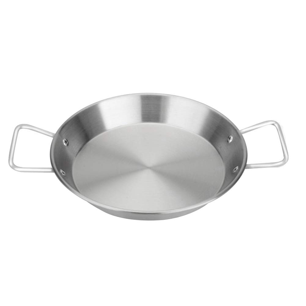 Bloepum Restaurant Flat Strip Ltalian Paella Double Ear Seafood Pot Cooking Tool Stainless Steel Shallow Soup Pot