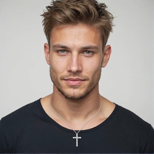 LOVE&LOVE Moissanite Cross Necklace for Women, Classic & Infinity Styles | 18K White Gold Plated Sterling Silver, D Color VVS1 Pendant, Christian Religious Gift for Him or Her3