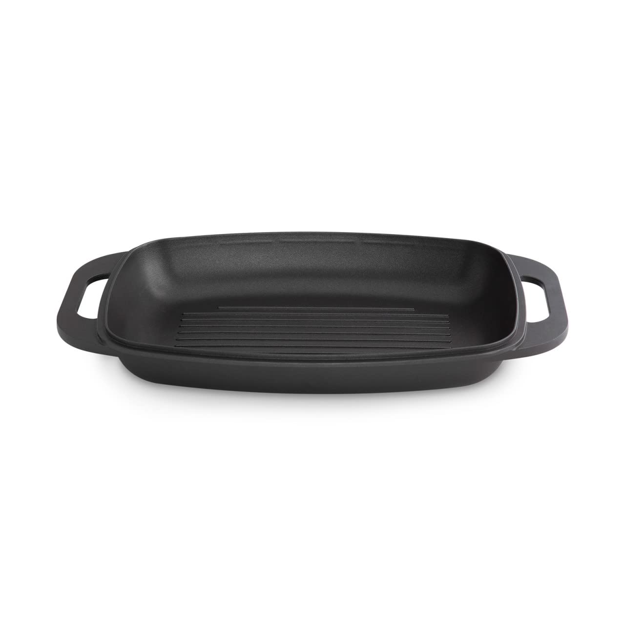 KITCHEN CREW Aluguss Bräter 5,8 Liter inkl. Grilldeckel mit integr. Aromaknopf, Alugussbräter, Schmorpfanne, Kasserolle mit Dampfloch, Oval, antihaft Teflonbeschichtung bis 240°C