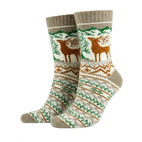 Image of Angora Wool Socks - Machine Washable Dry-Foot Fuzzy Warm Breathable Soft Unisex Indoor /Outdoor Socks for Women and Men