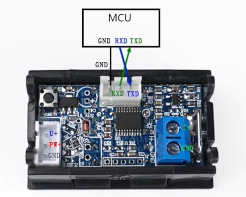 Image of Taidacent Modbus RTU Power Monitor Energy Meter with RS485 TTL Isolated 100V 5A 10A 50A 100A DC Voltage Current Meter with Dual LCD Display (100V100A Modbus Protocol TTL Interface)