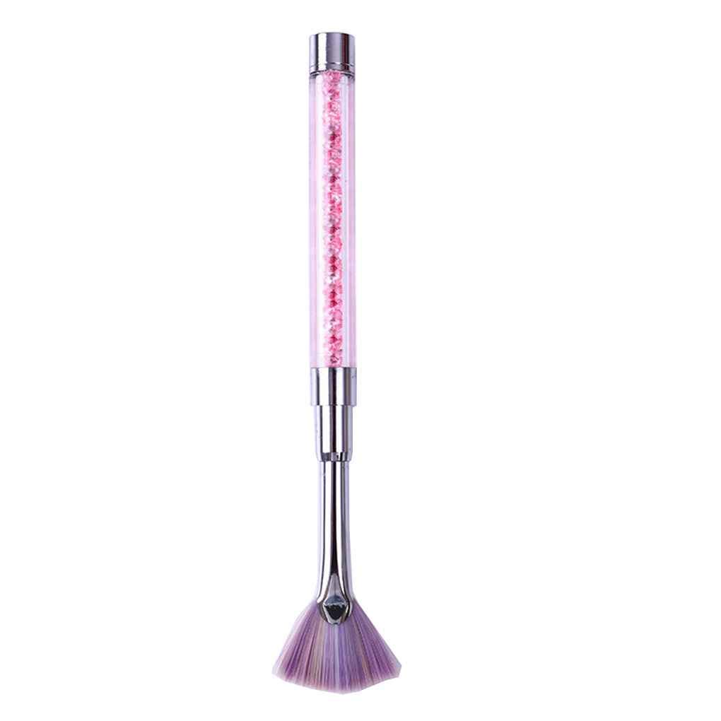Rhinestone Handle Fan Shape Nail Brush Gradient Dust Glitter Powder Remover Nail Art Drawing Pen Painting Manicure Tools