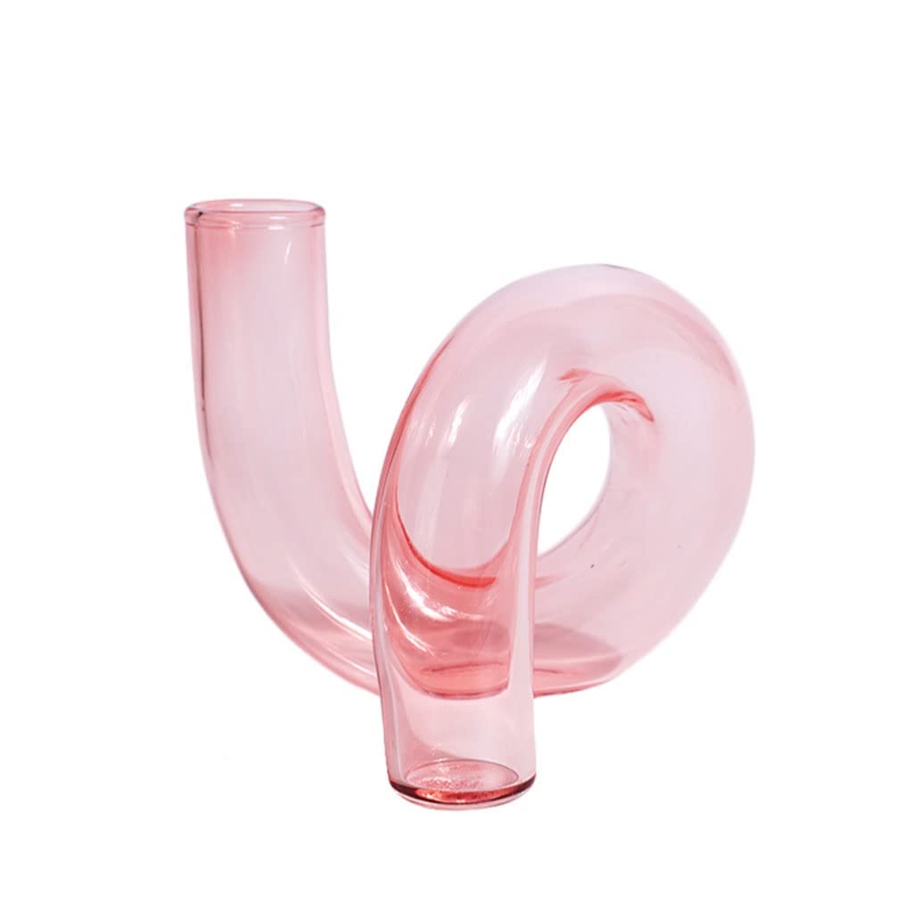 Wazon Dekoracyjny Nordic Creative Waze Przezroczyste Szklane Wazony do Wesele Decor Centerpiece Tabletop Suszone Kwiat Terrarium Pojemniki Dekoracja Domu(Pink)