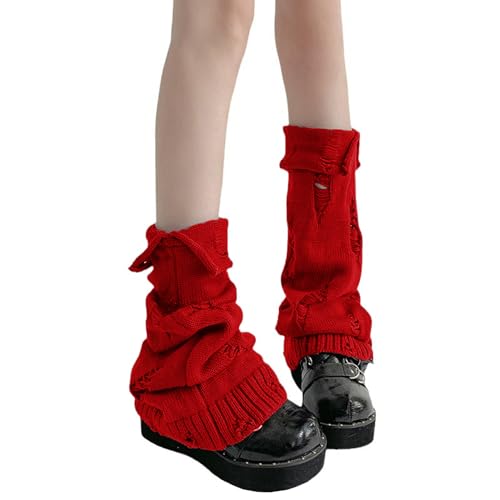 Image of SherryDC Womens Y2k Knit Leg Warmers Harajuku Japanese Long Boot Socks Kawaii Lolita Winter Leg Cover