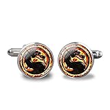 Qualitativ hochwertig. Manschettenknöpfe, chinesischer Drache, handgefertigt, rund, Glaskuppel, Hemd-Schmuck, Vintage-Manschettenknöpfe