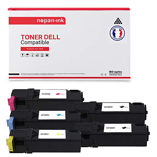 Toner x5-593-11040 Noir et Couleur Compatible Dell 2150cdn 2155cn Pack de 5 Cartouches