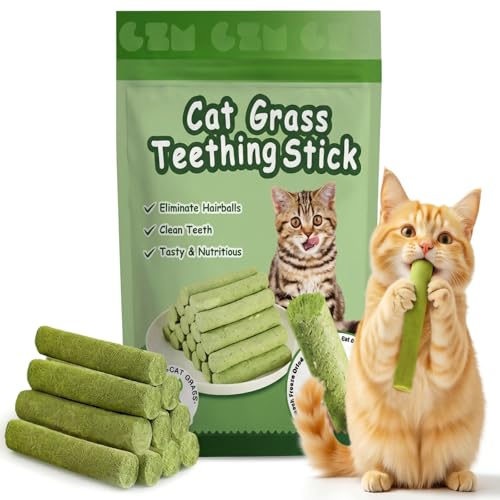 GREMBEB Cat Grass Sticks 6 Pack Silvervine Gall Fruit Chew for Indoor Cats