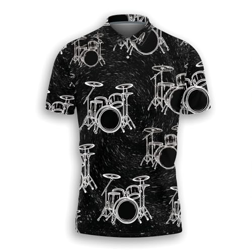 Drummer Polo Shirts| Drum Shirt - Rhythm Mens Golf Polo Shirts Short Sleeve Dry Fit Casual Tennis T-Shirt