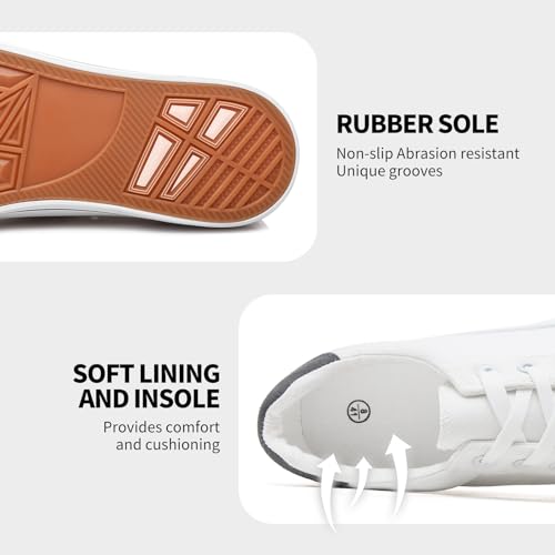 Rominz Mens White Canvas Shoes Fashion Low Top Canvas Sneakers Casual Tennis Shoes Lace-Up Walking Shoes for Men4