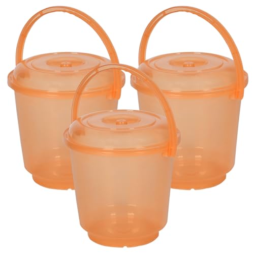 Image of Urbane Home Pack of 3 Bucket | Bathroom Bucket | Utility Bucket for Daily Use | Water Storage Bucket | Bathing Bucket with Handle & Lid | 13 LTR | SUPER-013 | Transparent Orange