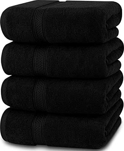 Utopia Towels - 16 Piece Bath Towels Set (69 x 137 CM) - Premium 100% Ring Spun Cotton - Quick Dry, Highly Absorbent, Soft Feel Towels, Perfect for Daily Use (Black)