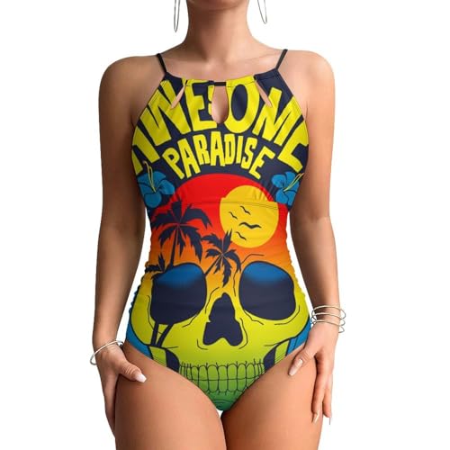 Monokini beachwear pour femme avec motif squelette imprimé graphique