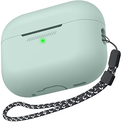 AhaStyle Silikon Hülle für Airpods Pro 2 (2023/2022/2019) Ganzkörper Cover Skin für AirPods Pro 2nd/1st Generation (USB-C/Lightning-Kabel) mit Handschlaufe
