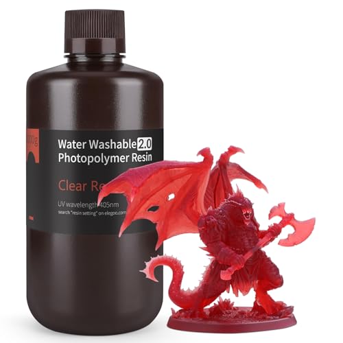 Image of ELEGOO Upgraded Water Washable Resin 2.0, Clear Red 1000G