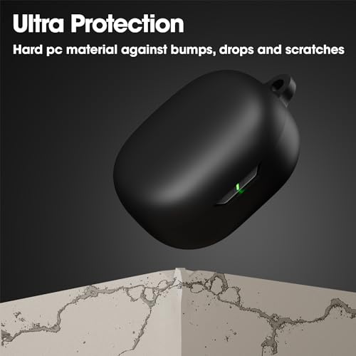 Image of Sounce Earphone Case Cover Compatible for JBL Wave Flex, Soft Silicone Skin Case Cover Shock-Absorbing Protective Case with Keychain [Front LED Visible] - Black