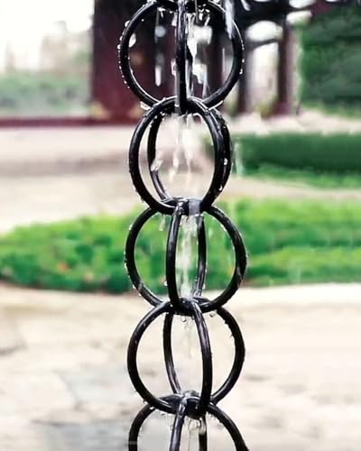 YNBSHGAA Decorative Rain Chains Waterfall, Metal Rain Catcher Chain Ring, Gutters Downspouts Rainwater Diverter,size_name-3.6m/12ft