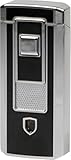 Briquet à cigare Jean Claude Briquet à cigares Sven - 2 jets - Foret de 7 mm - Vernis noir chromé