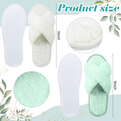 7 Pairs Sage Green Blue Bridesmaid Slippers Purple Women's Cross Band Fuzzy Bridal Party Slippers Bachelorette Gifts for Wedding Bridal Shower Party3