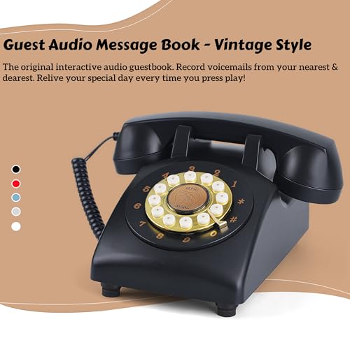 Image of RetroVox Audio Guest Book Wedding Phone Guestbook Guest Audio Message Book, Vintage Style for Wedding Reception, Bridal Shower, Baby Shower（B Black）