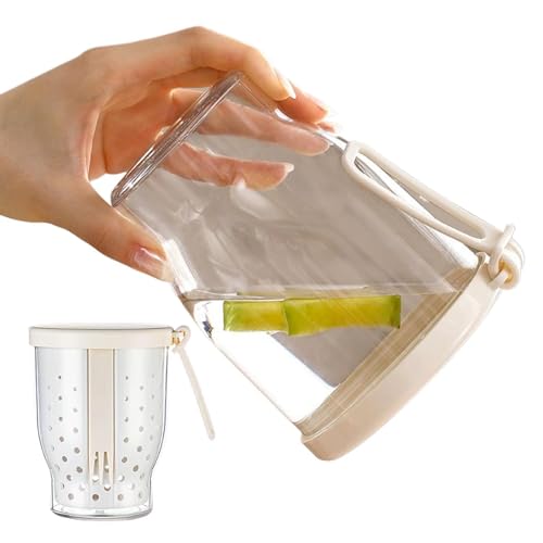 Vasos de fruta de viaje – 14 x 10,5 cm, vasos portátiles para conservar ensaladas, 20 onzas, junta hermética de silicona | Porta tenedor integrado, escurridor de frutas, cubo para aperitivos riutil