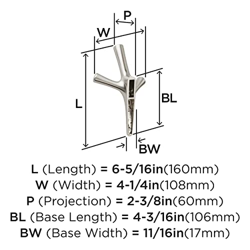 Image of Amerock Kodiak Triple Prong Satin Nickel Wall-Mounted Hook