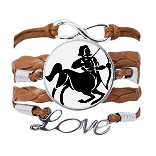 Bracelet Sagittaire amour éternel en corde de cuir noir tressé