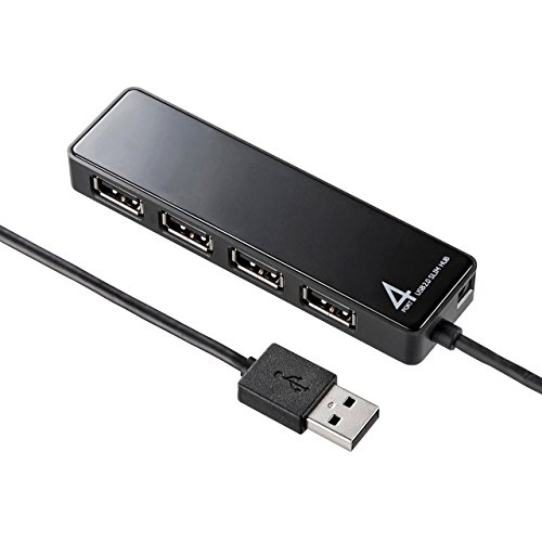 サンワサプライ HDD接続対応・面ファスナー付4ポートUSB2.0ハブ ブラック USB-HTV410BKN